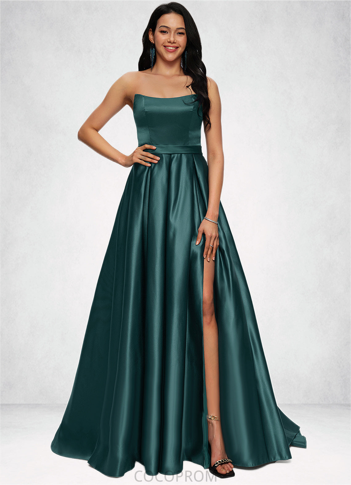 Destiny Ball-Gown/Princess Sweep Train Satin Prom Dresses DBP0022207