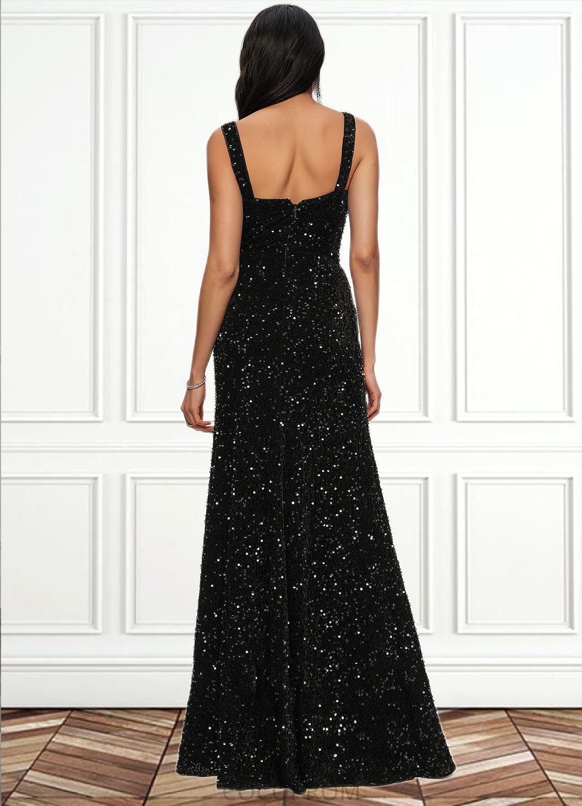Whitney Sheath/Column Scoop Floor-Length Sequin Prom Dresses DBP0022228
