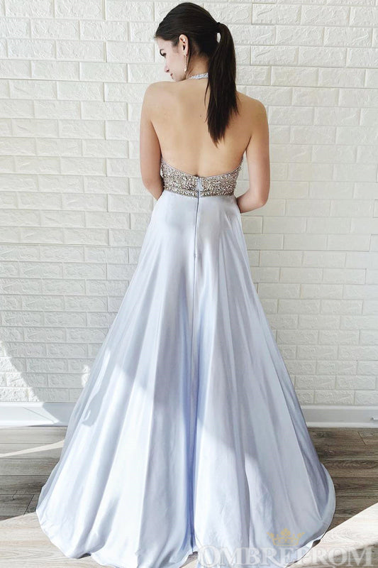 Elegant Sleeveless A Line Floor Length Prom Dresses with Sequins