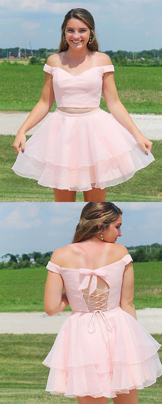 2 Homecoming Dresses Paityn Pink Pieces Short Modest Hoco Dresses