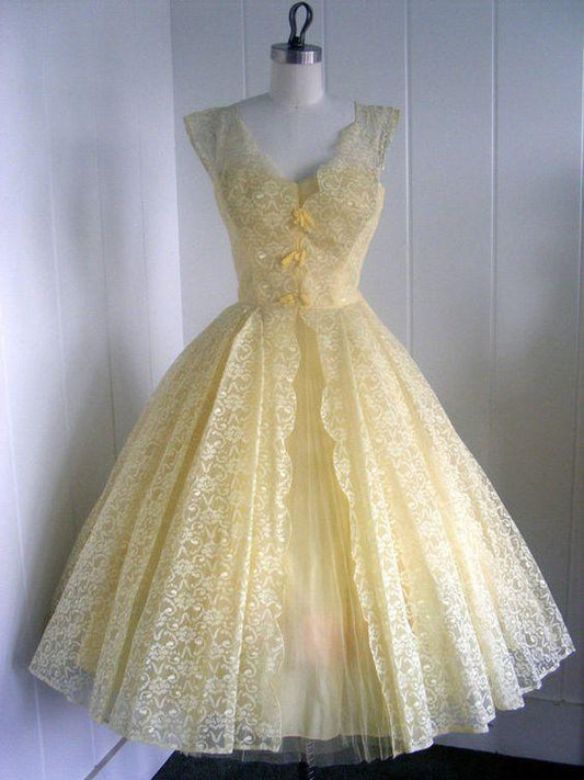 1950S Vintage Ball Gown V Neck Mini Homecoming Dresses Marley Cocktail Lace Short Dress