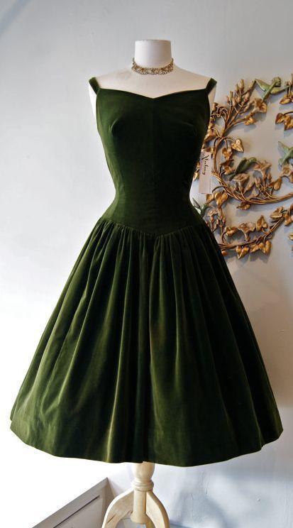 1950S Vintage Dress Dahlia Homecoming Dresses Dark Green