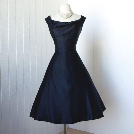 1950S Vintage Dress Navy Blue Gowns Homecoming Dresses Valeria Mini Short